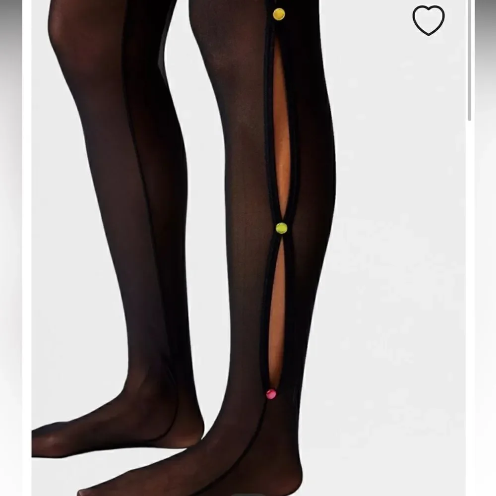 Free People x High Heel Jungle Aphrodite Side Slit Tights Black